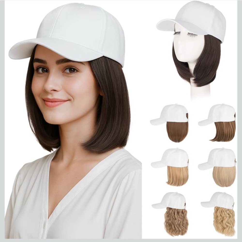 Hairro Wig Hat, Women Baseball Cap W/ Hair Extensions Synthetic Hair 6" 150g #6A
